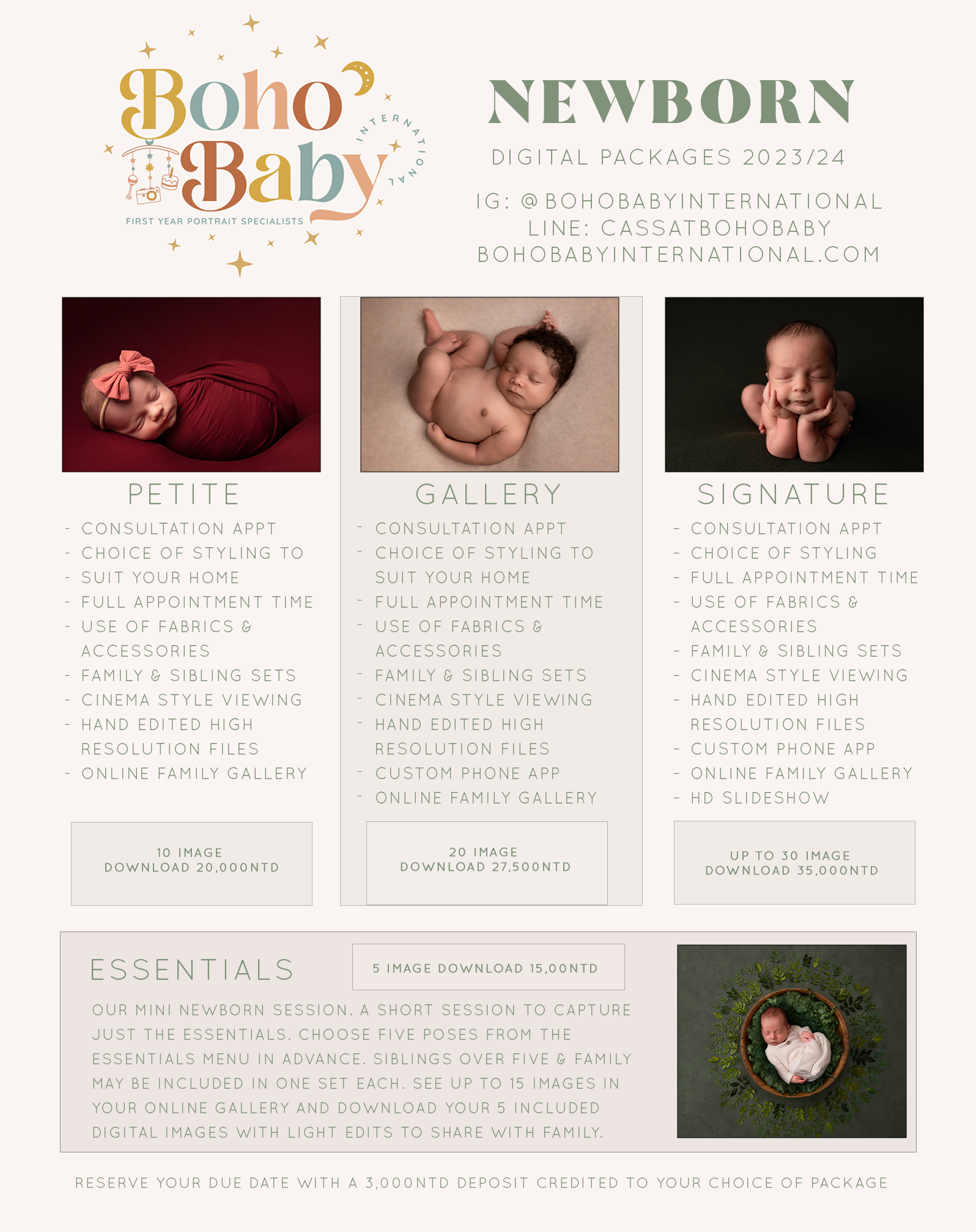 Newborn photo pricing boho baby international