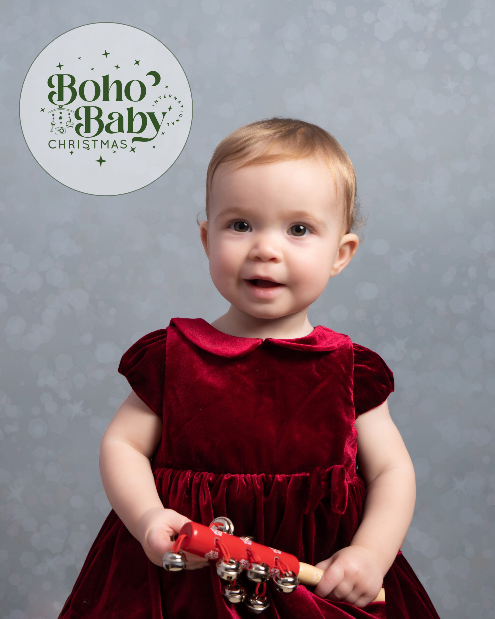 gorgeous red velvet dress for what to wear at a Christmas photoshoot